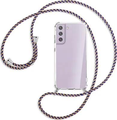 Produktbild von Handykette Backcover-Schutzhülle mit Band (Metall silberfarben) für Samsung Galaxy S21 FE - blau+beige