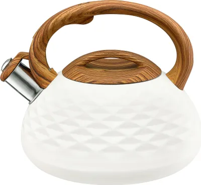 Produktbild von AMBITION | Emaille Wasserkessel 2,3 l Weiß mit Pfeife – traditioneller Teekessel für Induktion, Gas & Elektro – langlebig, sicher & stilvoll