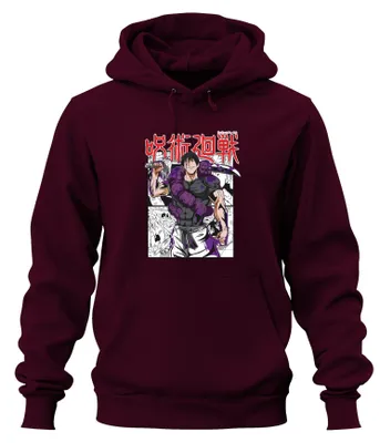 Obrázok produktu pre Jujutsu Kaisen: Meč kliatby – manga, temná anime estetika, darček pre fanúšikov, uni mikina s kapucňou, bordová, M