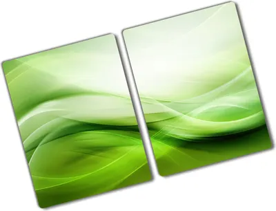 Produktbild von Tulup Glas Herdabdeckplatte - 2x40x52 cm - Glaskeramikkochfeld-Abdeckung Spritzschutz Glasabdeckplatte Kochplattenabdeckung und Schneidebrett - Zweiteilig - Kunst: modern & klassisch - Grüne Wellen - Grün