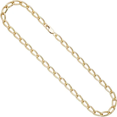 Produktbild von 6,9mm Lang-Panzerkette Kette Halskette aus 925 Silber Gelbgold vergoldet 45cm