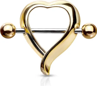 Produktbild von viva-adorno Brustpiercing Herz Nippelpiercing Brustwarzenpiercing Shield Schild Herzen Z558, gold