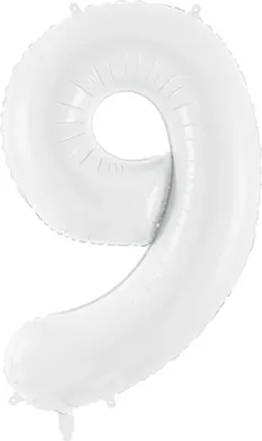 Produktbild von Folienballon Zahl „9“, 86 cm, weiß