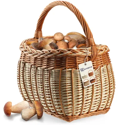 Obrázok produktu pre KADAX prútený košík na huby, oválny košík na nákup, robustný piknikový košík s rukoväťou (Mix, 31x26x41cm)