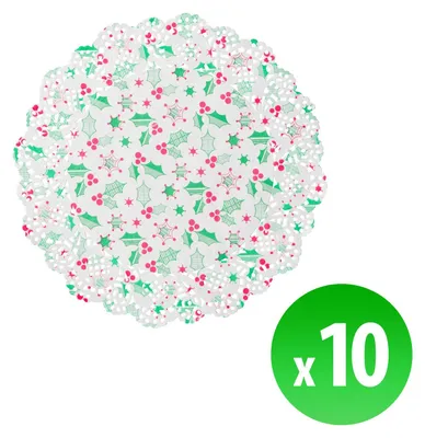 Produktbild von Weihnachtliche Papiertellerunterlage - 26,5 cm - 10 Stück pro Packung