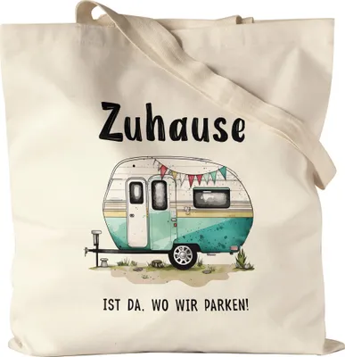 Produktbild von Zuhause ist da wo wir parken Jutebeutel Camping Wohnwagen Rentner Campingplatz