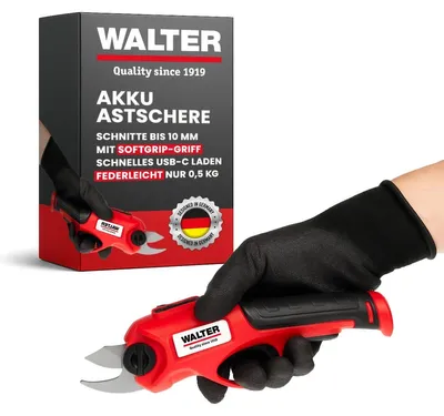 Produktbild von WALTER Akku-Astschere 4 V, Bypass Gartenschere 10 mm, inkl. USB-C-Ladekabel