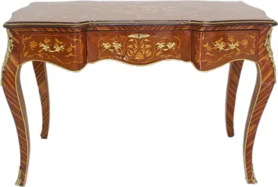 Produktbild von Casa Padrino Barock Sekretär Mahagoni Intarsien / Gold 120 cm - Handgefertigter Antik Stil Scheibtisch - Barock Büro Möbel