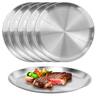 Pizzaplatte, 6er-Set, Edelstahl, 30 cm, rund, stapelbar