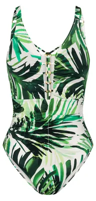 Image de Maillot de bain Triumph pour femmes, collection Red Label, motif "Summer Palm" vert, taille 46C