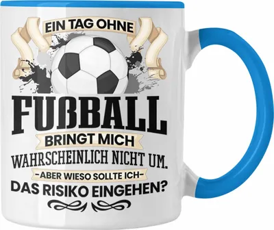Produktbild von Trendation - Fußball Tasse Geschenk für Fussball-Spieler Trainer Coach Lustiger Spruch Geschenkidee Männer Fußballer (Blau)