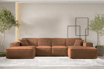 Produktbild von Wohnlandschaft Sofa U-Form CESINA in Stoff Ascot Bukla Rostbraun