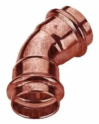 Obrázok produktu pre Viega, 45-stupňový koleno z medi, na pripojenie potrubia, priemer 18 mm