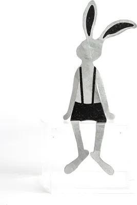 Produktbild von Hasen Kantenhocker "Latzhose schwarz"