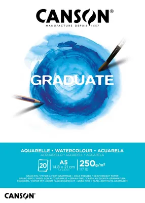 Obrázek produktu pro Canson Graduate akvarelový blok CP 250 g - 20 listů, A5 lepený