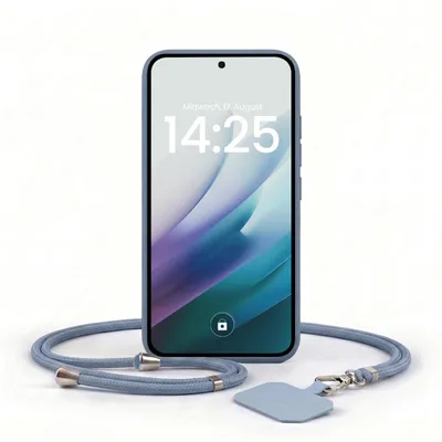 Produktbild von Handyhülle für Xiaomi Redmi 15 / 15 5G mit Handykette Band Kordel Hülle Case Schutzhülle Lavendelblau Blau