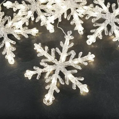 Productafbeelding van LED Lichtketting Buiten met Sneeuwvlokken - 60 Warm Witte Lampjes - IP44 - Uitbreidingsset