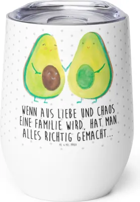 Produktbild von Mr. & Mrs. Panda Thermo Becher Avocado Pärchen - Weiß - Geschenk, thermosbecher, Thermobecher, glühweinbecher, Familie, Isolierbecher, Hochzeit, Liebe, kaffee tasse