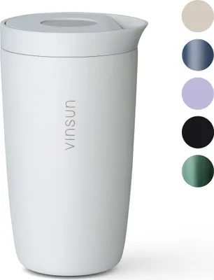 Produktbild von Thermobecher Edelstahl 350ml Deckel Kaffee Becher isoliert Travel Mug Tee Vinsun