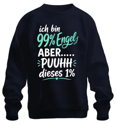 Immagine prodotto di Sono il 99% angelo, MA UFF, questo 1%... Felpa con scritta sarcastica, blu navy, taglia M