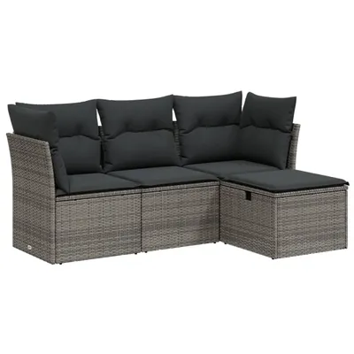 Zdjęcie produktu dla vidaXL 4-częściowa sofa ogrodowa z poduszkami z szarego polirattanu