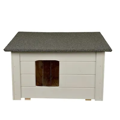 Produktbild von Kleines Katzenhaus Outdoor aus Holz - Isoliertes Katzenhütte für Garten oder Terasse - Kleintierhaus für draußen, 54 x 39 x 34 cm (Asche, Katzenhaus)