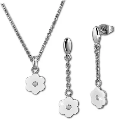 Produktbild von Amello Damen Edelstahl Vollkeramik silberfarben weiß glänzend Sets D2ESSX41W