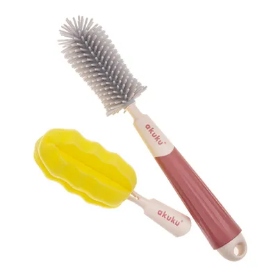 Produktbild von Akuku Flaschenbürste Schnullerbürste Set Silikon Schwamm BPA frei 30cm