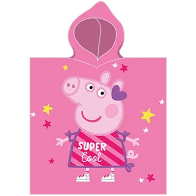 Produktbild von Carbotex Peppa Wutz Kinder Poncho Handtuch mit Kapuze