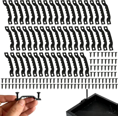 Produktbild von Sägezahn Bildaufhänger 40x7 mm, 50 Stück, mit Schrauben, schwarz, für Bilderrahmen