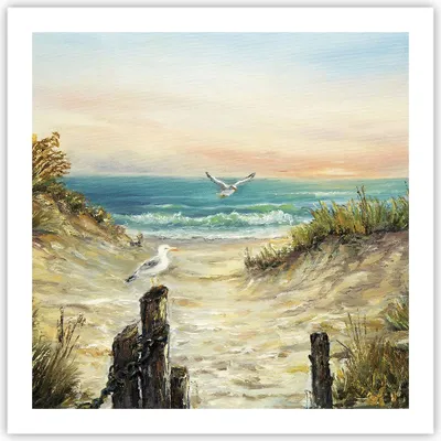 Produktbild von Poster - Poster ohne Rahmen - Impressionismus Möwen Küste - 60x60 cm - Wand Bild - Wanddeko - Wandbilder - Kunstposter - Wandposter - Bilder - Kunstdruck - Wanddekoration - Wandbild - P2XAC60x60-4602