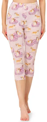 Image de Leggings capri 3/4 pour femme Merry Style, imprimé multicolore sur toute la surface, MS10-411 (rose/chiens, XS)