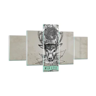 Produktbild von Bilder auf glas - Hirsch Geweih Wald - 125x70cm - Glasbilder - Wandbilder - Kunstdruck - zum Aufhängen bereit - Wanddekoration aus Glas - Glas Bilder - Wandbild auf Glas - 5 Teile - GEA125x70-3072