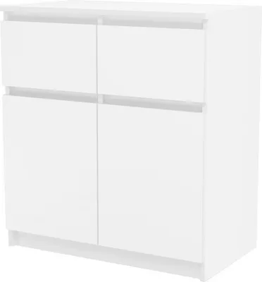 Produktbild von CDF Moderne Kommode Malaga 2D2S | Farbe: Weiß | Schrank für Dokumente, Kleinigkeiten