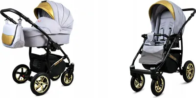 Produktbild von BabyLux® Gold Lux | 2in1 Kinderwagen Set | Silver | Kombikinderwagen | Kinderwagenset | Buggy +
