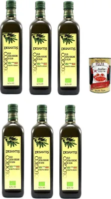 Produktbild von Desantis Olio Evo 100% Italiano, 100 % italienisches Natives Olivenöl extra, 6x 75cl, + Italian Gourmet polpa 400g