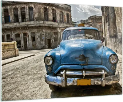 Produktbild von Bilder auf glas - Auto Retro Kuba Havanna - 100x70cm - Glasbilder - Wandbilder - Kunstdruck - zum Aufhängen bereit - Wanddekoration aus Glas - Glas Bilder - Wandbild auf Glas - GAA100x70-2461