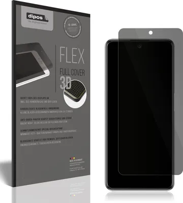 A product packaging for a screen protector is shown next to a smartphone with the screen protector applied.