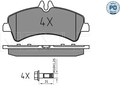 Produktbild von MEYLE 025 292 1720/PD Bremsbeläge Hinten für VW CRAFTER 30-50 Kasten (2E) CRAFTER 30-50 Pritsche/Fahrgestell (2F) passend für MERCEDES-BENZ