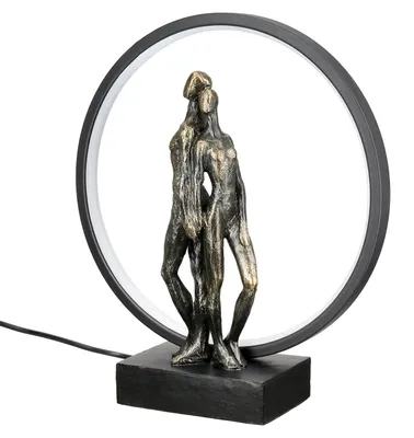 Immagine prodotto di Gilde Tischleuchte (LED), rund, "Herzleuchten", Paarmotiv, Kunstharz, bronzefarben, VE 1, L. 9 cm, B. 30 cm, H. 33 cm 37846 4063387378465
