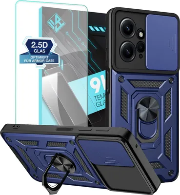 Produktbild von Armor Handyhülle für Xiaomi Redmi Note 12 mit 9H Displayglas Displayschutz Kameraschutz Handy Panzer Case Cover Schutzhülle Outdoor Farbe: Blau