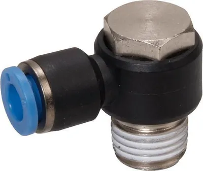 Produktbild von Winkel-Steckverschraubung, Schlauch 6mm, Gewinde R1/8a, STVS-QLCK-R1/8a-6-KU-SBR-M120
