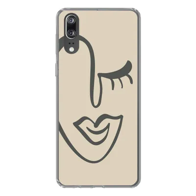 Produktbild von MuchoWow® Handyhülle Schutzhülle Hülle für Huawei P20 Frau - Gesicht - Kunst Silikon Softcase Handy Hülle - Hardcover