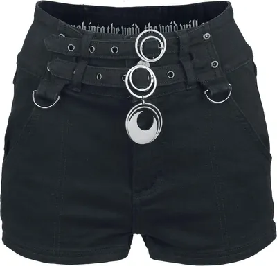 Produktbild von Gothicana by EMP Damen schwarze High-Rise Shorts mit Ringdetails und Schnürung 28