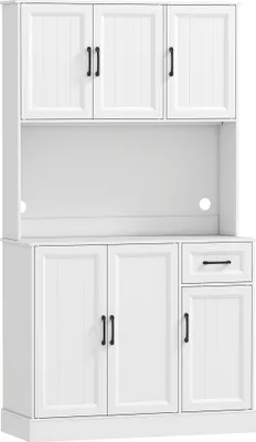 Produktbild von Küchenschrank, 180,5 cm, Vorratsschrank, Arbeitsfläche, Kabelloch, verstellbare Regale, MDF, Weiß