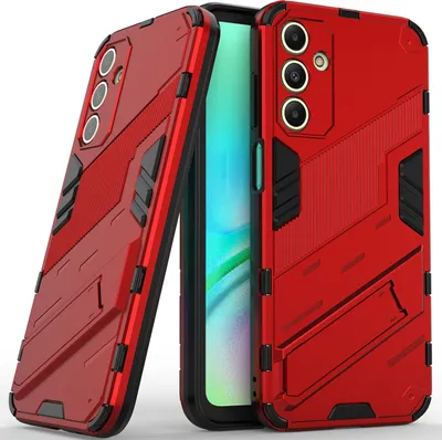 Produktbild von Armor Hülle für Samsung Galaxy A15 5G/4G, Hybrid PC TPU Bumper Stoßfestes Schutzhülle mit Standfunktion Rot