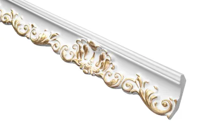 Produktbild von 2 Meter Stuckleiste | 1 Profil | 52x63mm | B-35 Gold