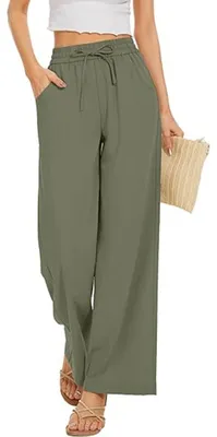 Immagine prodotto di Eleganti pantaloni da donna con vita alta e taglio ampio