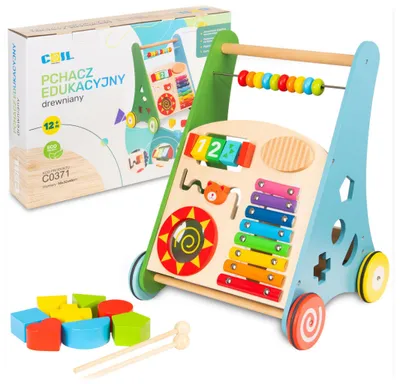 Zdjęcie produktu dla Lebula chodzik pchacz dla dzieci 3 kolory jeździk edukacyjny 2w1 drewniany