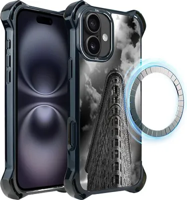 Zdjęcie produktu dla Etui do iPhone 16, kompatybilne z MagSafe, wzmocnione rogi, czarne, Flatiron